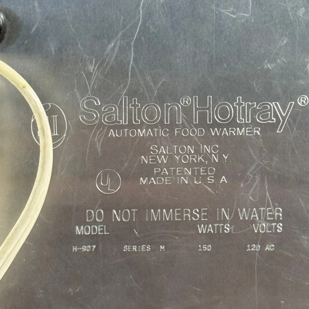 Salton Vintage Hotray Food Warmer Electric Hot Plate Buffet Server H-907 *WORKS*